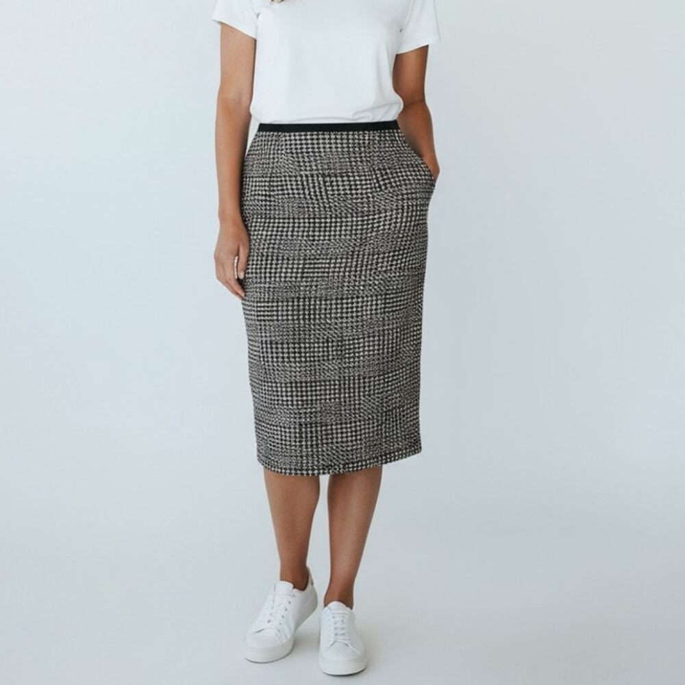 VTG Ellen Tracy Saks Fifth Avenue Womens 4 Brown Black Tweed Skirt Lined Career